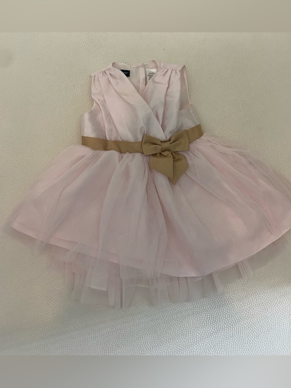 Baby 9 months Pink Tulle Party Dress with Tan Bow